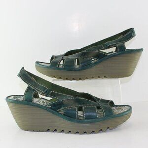 Fly London Leather Strappy Wedges Womens (EU 41/US 9.5)